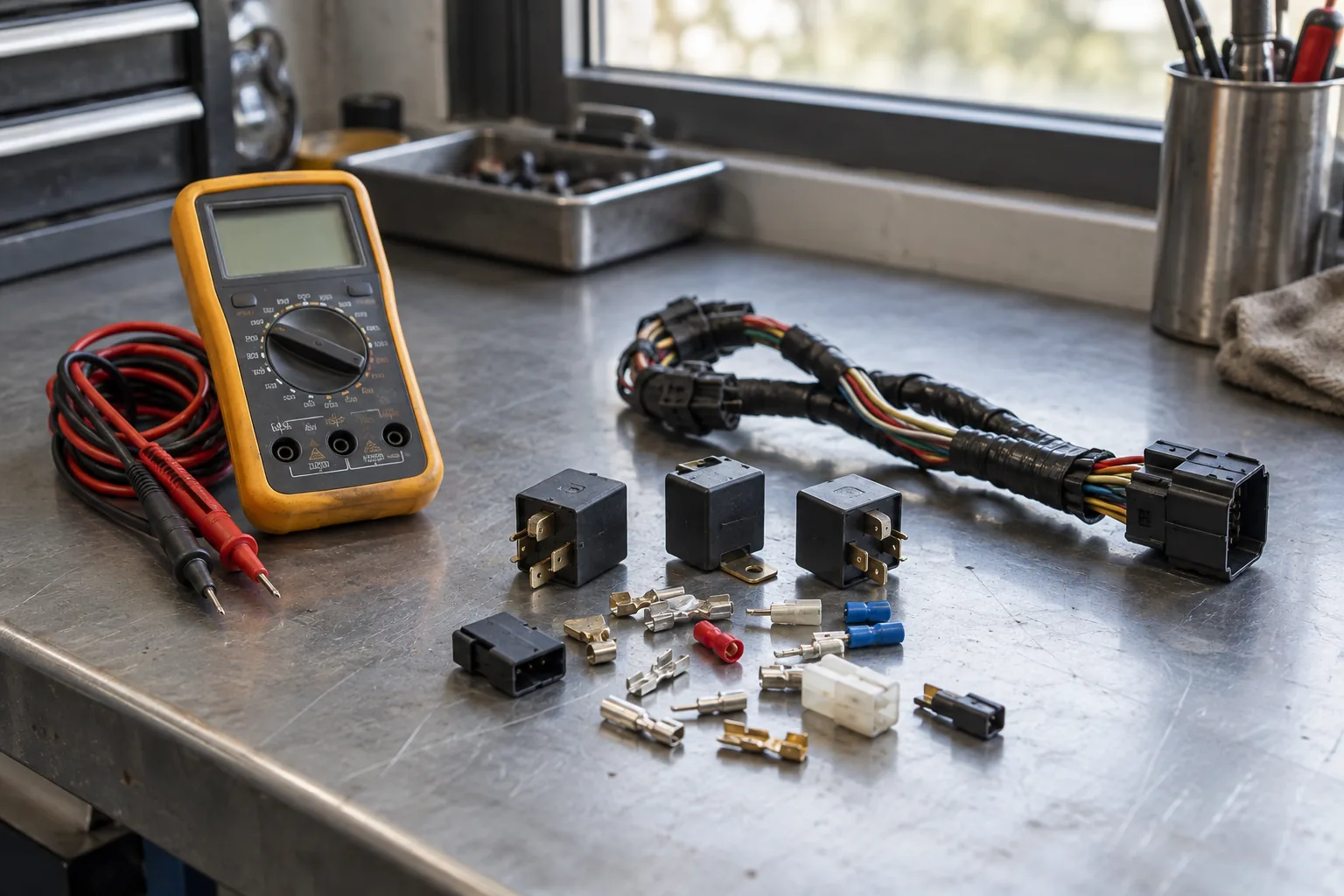 Electrical testing equipment alongside wiring